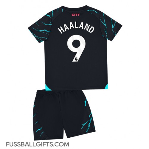 Manchester City Erling Haaland #9 Fußballbekleidung 3rd trikot Kinder 2023-24 Kurzarm (+ kurze hosen)